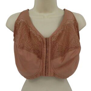 Glamorise 52C 1210 Full Figure MagicLift Front Close Wireless Bra Beige Tan Lace